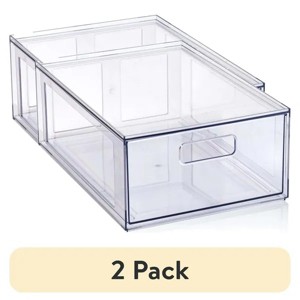 Racxily (2 pack)Clear Glossy Plastic Pull-Out Closet Drawer Medium Size, Adult Size - 1 of 4