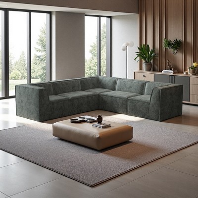 106" Chenille L-Shaped Modular Sectional Sofa, 5-Piece Oversized