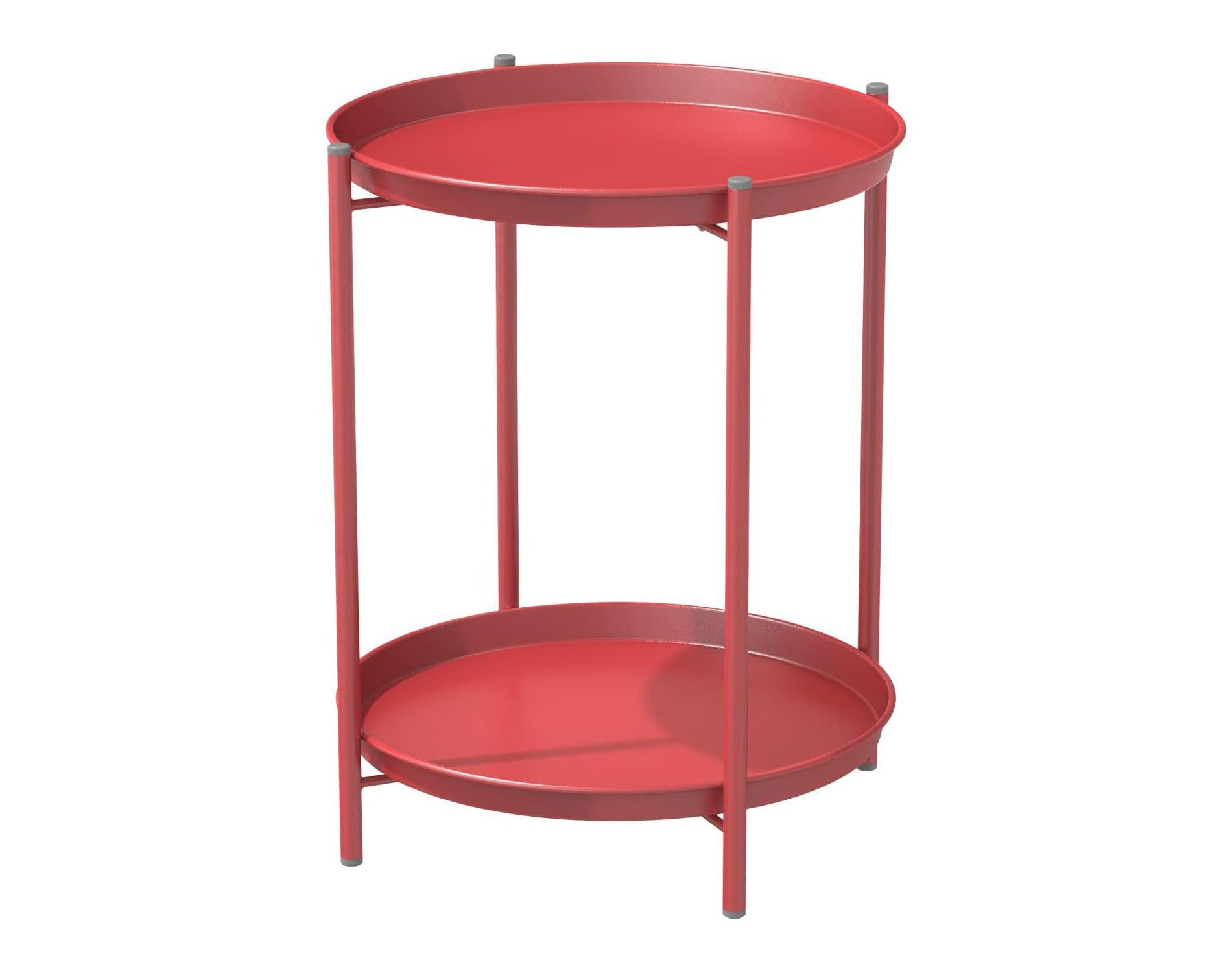 YARDGRACE Grand Patio Outdoor Side Table 2-Tier End Table Round Accent Table Peacock Red