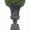 Gulches 32 Inch Ball Topiary Artificial Faux Plant Low Maintenance Indoor Outdoor Decor with Grey Pedestal Pot Home Office Garden - 4 of 4