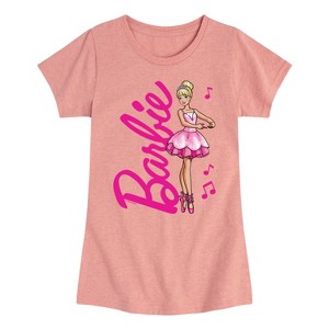 Girls' - Barbie - Barbie Logo With Ballerina Fitted Short Sleeve Graphic T-Shirt - 1 of 4