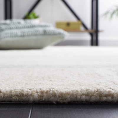 Ivory and Grey Hand-Tufted Wool Geometric Square Rug, 5' x 5'
