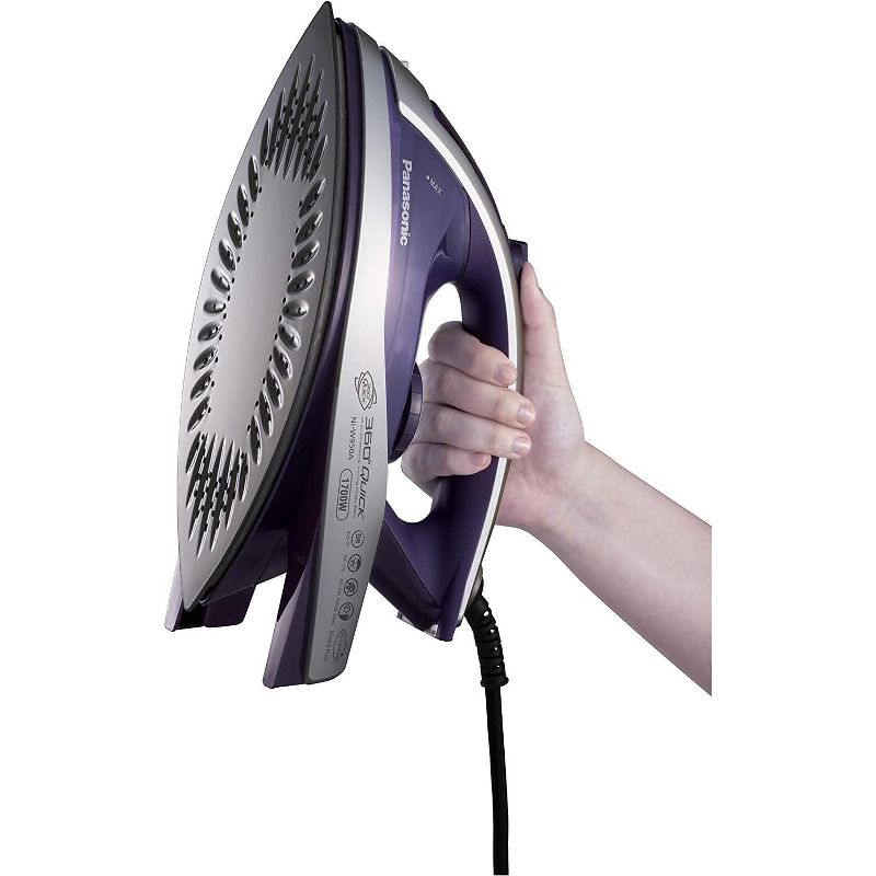 Panasonic Dry and Steam Iron with Alumite Soleplate, Temperature Dial and Safety Auto Shut Off – 1700 Watt Multi Directional Iron – NI-W950A, Purple, 3 of 8
