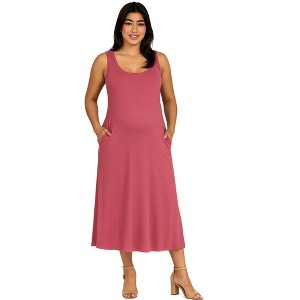 Maternity Scoop Neck Sleeveless Maxi Dress - 24seven Comfort Apparel™ - 1 of 4