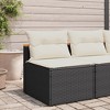 vidaXL Patio Sofas Armless with Cushions 2 pcs Black Poly Rattan - 3 of 4