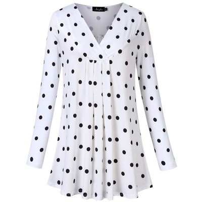 Plus Size Women's V-Neck Long Sleeve T-Shirt with Ruffle Detail Stretchy Soft Printed Blouse Fall Winter Tops XL to 5XL