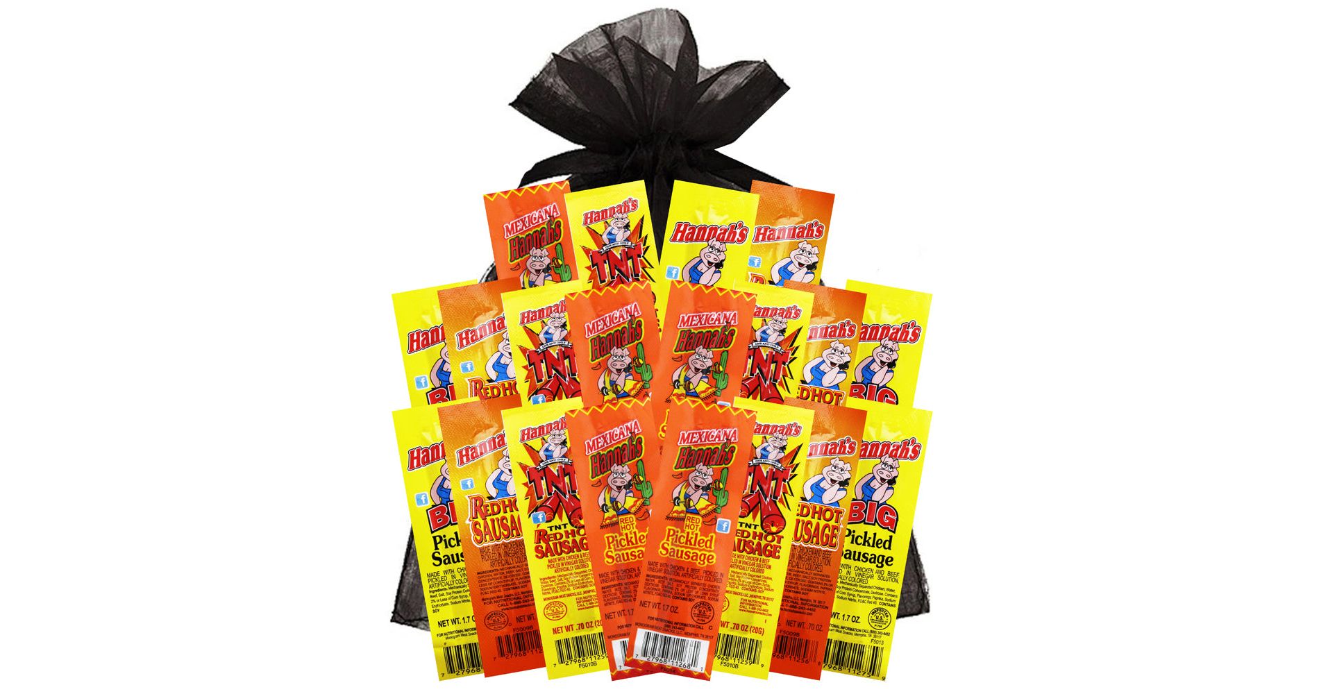 Hannah's 20-Piece Sampler (5 packs each of 4 assorted Hannah's Pickled Sausages)