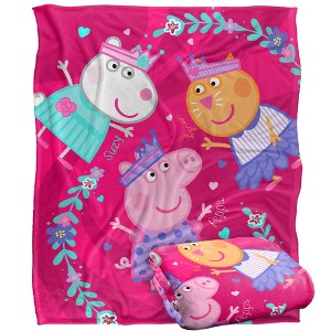 Kids' Peppa Pig Peppa Suzy Candy Friends Silky Touch Blanket White 36X58 - 1 of 4