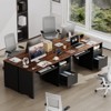 Bestier 55" Computer Writing PC Desk Home Office with Power Outlets Keyboard Tray and Storage Drawers, Walnut - 2 of 4