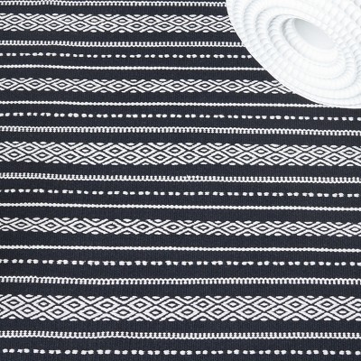 Black and White Handwoven Wool Kilim 4' x 6' Area Rug
