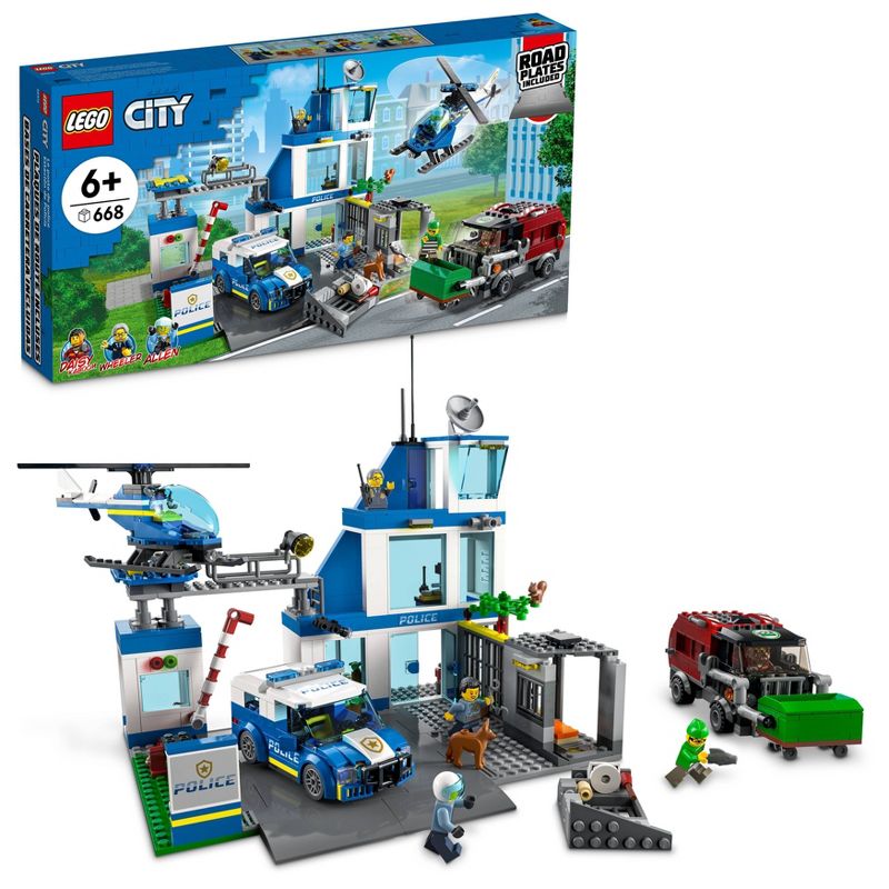 LEGO City Police Station Truck Toy &#38; Helicopter Set 60316, 1 of 10