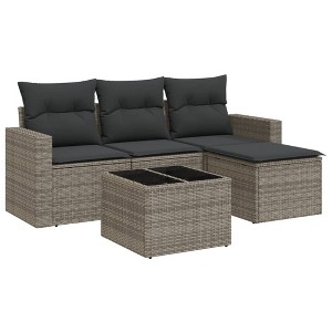 vidaXL Garden Sofa Set Gray PE rattan Modular Garden Sofa Set - 1 of 4