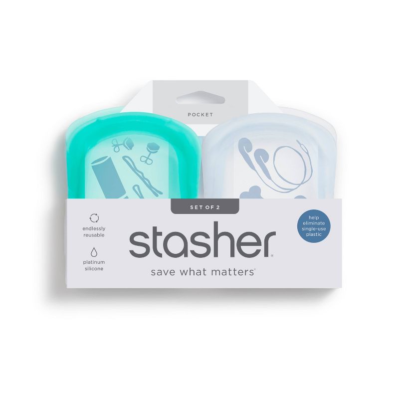 Stasher Reusable Silicone Travel Accessories Bag Set - 2pk, 6 of 15