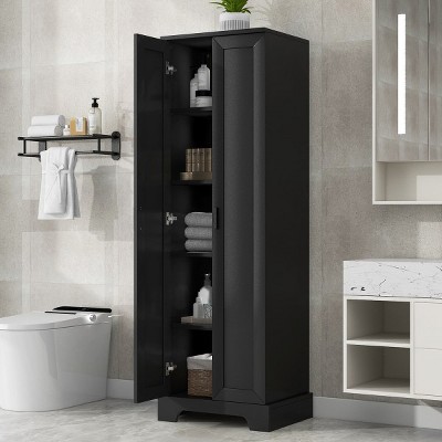 Grungis Tall Bathroom Storage Cabinet,Floor Cabinets with 2 Doors and Adjustable Shelf,Storage Cabinet for Bathroom