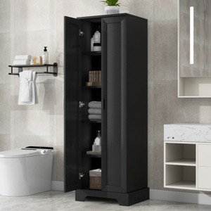 Grungis Tall Bathroom Storage Cabinet,Floor Cabinets with 2 Doors and Adjustable Shelf,Storage Cabinet for Bathroom - 1 of 4