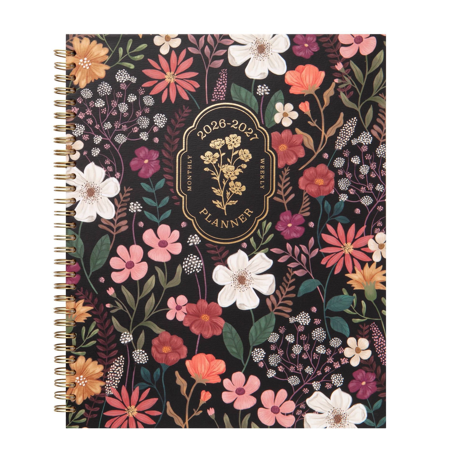 greenroom 8.5"x10.75" 2026-2027 Weekly/Monthly Large Hardcover Midnight Wildflower Planner