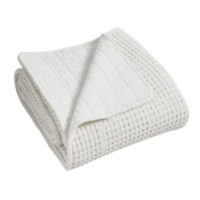 Mills Waffle Bright White Quilted Throw - Levtex Home : Target