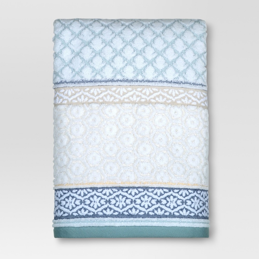 Pattern Filled Striped Bath Towel Blue Threshold Shefinds