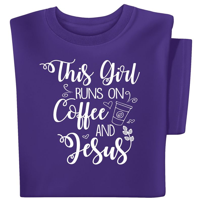 Collections Etc This Girl Runs on Coffee and Jesus Short Sleeve Graphic Tee, 1 of 5