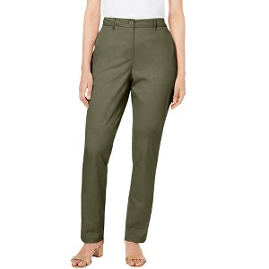 Jessica London Women's Plus Size Petite Stretch Cotton Chino Straight Leg Pant - 1 of 4