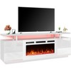 EROMMY 36'' Electric Fireplace TV Stand, Entertainment Center & TV Console for TVs up to 80'', Modern Fireplace Heater for Living Room - White - 2 of 4