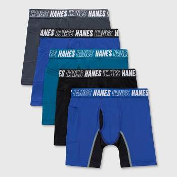 Hanes Boys Underwear, Cool Comfort Stretch Mesh Boxer Briefs, 6-Pack, Blue  Gray Assorted, Medium