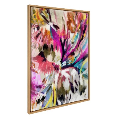Colorful Abstract Canvas Art with Natural Frame, 28" x 38"