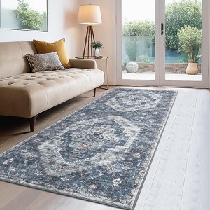 Washable Area Rugs,Indoor Vintage Printed Rug, Stain Resistant Living Room Carpet, Soft Low Pile Oriental Carpet - 1 of 4