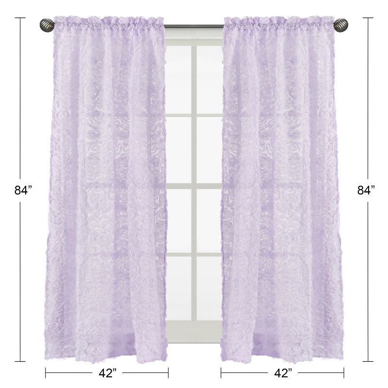 Sweet Jojo Designs Window Curtain Panels 84in. Rose Lavender, 5 of 6
