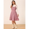 INSPIRE CHIC Women's Plaid Sleeveless Tie Back A-Line Overall Pinafore Dresses - 3 of 4