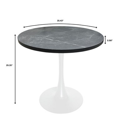Bristol 36" Round Black MDF Dining Table with White Iron Base