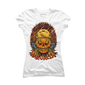 Junior's Design By Humans halloween By arjanaproject T-Shirt - 1 of 3