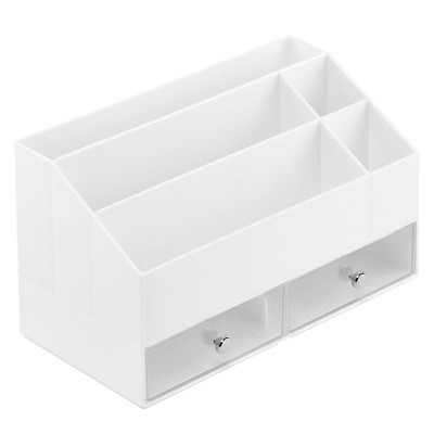 Mdesign Plastic Makeup Organizer With 2 Drawers/ Divided Sections ...