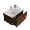 FAMYYT 30 in. Single Sink Floating Walnut Bath Vanity with White Ceramic Top (Assembled), U Shape Wall Fitting - 3 of 4