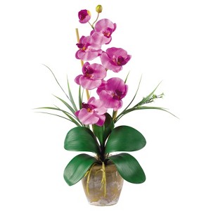 Nearly Natural Phalaenopsis Artificial Orchid Flower Arrangement, Mauve - 1 of 2