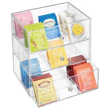 Restaurantware 8.5 x 8 x 3.5 Tea Box Organizer, 1 Sustainable Tea Box Container - 6 Compartments, with Plastic Cover, Natural Bamboo Tea Bag
