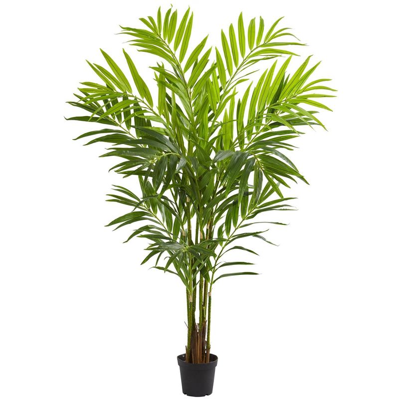 8&#39; Artificial King Palm Tree in Pot Green - Nearly Natural, 1 of 5