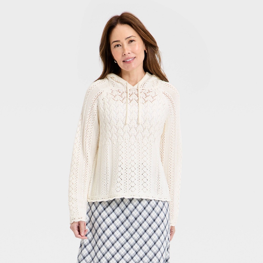Women's Hooded Pullover Sweatshirt - Universal Thread™ Cream S