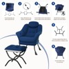 GustoWave Comfy Armchair with Folding Footstool, Velvet Upholstered Lounge Reading Chair for Adults, Compact Accent Furniture - 4 of 4