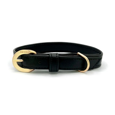 Diphda Jet Black Cactus Leather Dog Collar