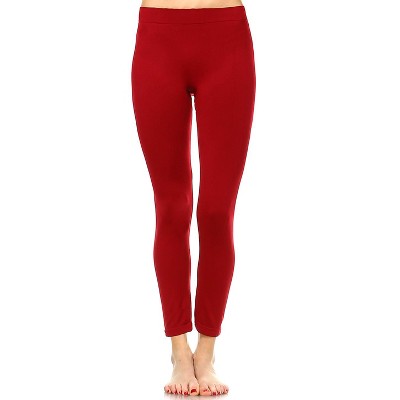 Women's Slim Fit Solid Leggings Burgundy One Size Fits Most - White ...