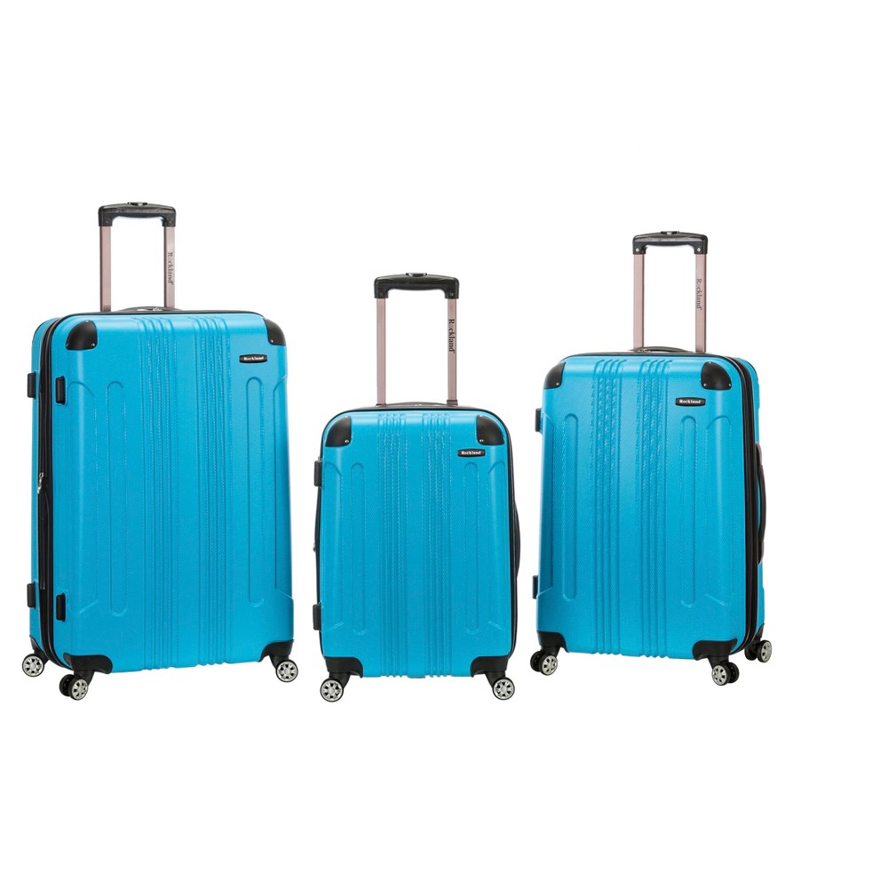 Photos - Luggage Rockland 3pc ABS Hardside Carry On  Set - Turquoise 