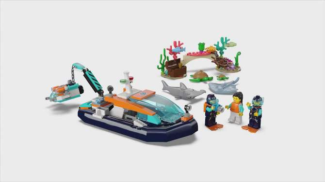 LEGO City Explorer Diving Boat Ocean Building Toy Set 60377, 2 of 10, play video