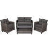 Tangkula 4-Piece Outdoor Patio Furniture Set Rattan Wicker Conversation Sofa Set with Coffee Table - 3 of 4