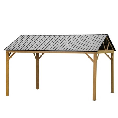 VisioGear Canopies and Gazebos,Hardtop Gazeb with Gable Canopy, Gazebo Pavilion for Patio Decks Backyard, Yellow, 165"*135.48"*111.36"