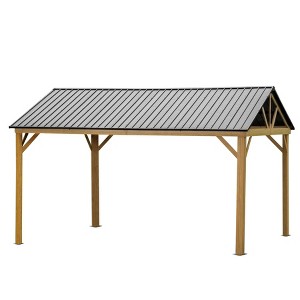 VisioGear Canopies and Gazebos,Hardtop Gazeb with Gable Canopy, Gazebo Pavilion for Patio Decks Backyard, Yellow, 165"*135.48"*111.36" - 1 of 4