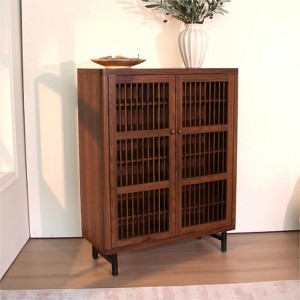 KTMBDW 6-Tier Shoe Cabinet with Shutter Doors, Wooden Shoe Organizer Rack with Adjustable Shelves, Hidden Storage Furniture for Entryway - 1 of 4