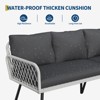 4-Piece Iron Rattan l-Shaped Sofa Set with Diamond Lattice Weaving, Chaise Longue, Footrest, Coffee Table, Cushions, Chemical Fiber Cloth Upholstery - 4 of 4
