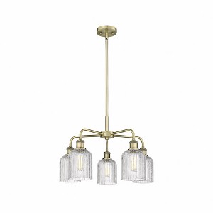 Bridal Veil - 5 Light Stem Hung Chandelier In Art Deco Style-14.5 Inches Tall and 23 Inches Wide - 1 of 1
