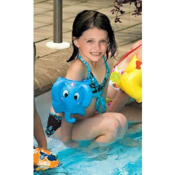 Swim Central Set of 2 Inflatable Blue Elephant Animal Fun Swimming Pool Arm Floats For Kids, 7.5-Inch